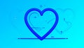 Blue line Heart icon isolated on blue background. Happy Saint Patrick day. Vector Royalty Free Stock Photo