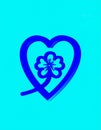 Blue line Heart icon isolated on blue background. Happy Saint Patrick day. Vector Royalty Free Stock Photo