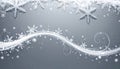 Christmas background with white snowflakes and swirls Royalty Free Stock Photo