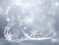 Christmas background with white snowflakes and swirls Royalty Free Stock Photo