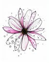 Flower illustration. Birthday card. Doodle style. Design, print, logo, decor, textile Royalty Free Stock Photo