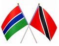 Gambian and Trinidadian crossed flags. Gambia combined with Trinidad and Tobago isolated Royalty Free Stock Photo