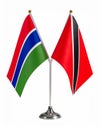 Gambian and Trinidadian crossed flags. Gambia combined with Trinidad and Tobago isolated Royalty Free Stock Photo