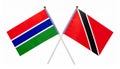Gambian and Trinidadian crossed flags. Gambia combined with Trinidad and Tobago isolated Royalty Free Stock Photo