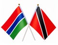 Gambian and Trinidadian crossed flags. Gambia combined with Trinidad and Tobago isolated Royalty Free Stock Photo