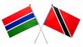 Gambian and Trinidadian crossed flags. Gambia combined with Trinidad and Tobago isolated Royalty Free Stock Photo