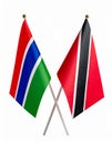 Gambian and Trinidadian crossed flags. Gambia combined with Trinidad and Tobago isolated Royalty Free Stock Photo