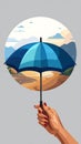 Umbrella logo and icon vector illustration,stylish draw logo Royalty Free Stock Photo
