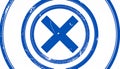 Arrow Axis X round stamp icon. This flat vector symbol is drawn with cobalt Royalty Free Stock Photo