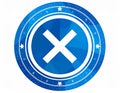 Arrow Axis X round stamp icon. This flat vector symbol is drawn with cobalt Royalty Free Stock Photo