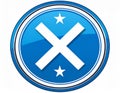 Arrow Axis X round stamp icon. This flat vector symbol is drawn with cobalt Royalty Free Stock Photo