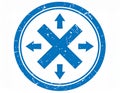 Arrow Axis X round stamp icon. This flat vector symbol is drawn with cobalt Royalty Free Stock Photo