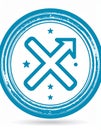 Arrow Axis X round stamp icon. This flat vector symbol is drawn with cobalt Royalty Free Stock Photo