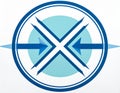 Arrow Axis X round stamp icon. This flat vector symbol is drawn with cobalt Royalty Free Stock Photo