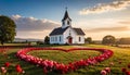 church with hearts design Royalty Free Stock Photo