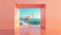Surreal Flamingo Gateway to a Tropical Ocean Paradise Royalty Free Stock Photo