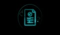 Neon Document with Checkmark Icon Digital Report Verification Concept Royalty Free Stock Photo