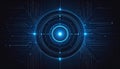 Futuristic Digital Technology Abstract Background with Circular Interface and Circuit Lines Royalty Free Stock Photo
