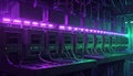 Futuristic Server Room with Neon Lighting Royalty Free Stock Photo