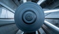 Close up of a Jet Engine Turbine Fan Blades Spinning at High Speed Aircraft Powerhouse Royalty Free Stock Photo