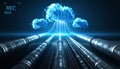 Digital Cloud Data Transfer Through Industrial Pipes Royalty Free Stock Photo