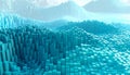 Abstract Blue Cubes Landscape, Futuristic Digital Terrain, 3D Geometric Pattern Background Royalty Free Stock Photo