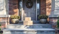 Delivery Boxes on Front Porch Steps Next to Potted Plants, Home Delivery Concept Royalty Free Stock Photo