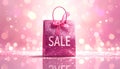 Abstract Pink Bokeh Background with Sparkling SALE Text and Glossy Gift Bag Royalty Free Stock Photo