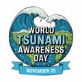 Illustration featuring a stylized globe surrounded by waves, symbolizing tsunamis Royalty Free Stock Photo