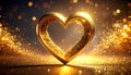 Valentine background with 3d love symbol and gold glitters Royalty Free Stock Photo