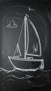 Boat drawing on blackboard blackground Royalty Free Stock Photo