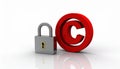 3d illustration copyright symbol concept with lock Royalty Free Stock Photo