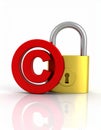 3d illustration copyright symbol concept with lock Royalty Free Stock Photo
