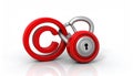 3d illustration copyright symbol concept with lock Royalty Free Stock Photo