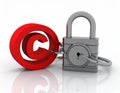3d illustration copyright symbol concept with lock Royalty Free Stock Photo