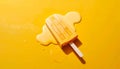 Melting Orange Popsicle on Yellow Background Royalty Free Stock Photo