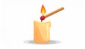 Candle and match on fire vector icon Royalty Free Stock Photo