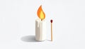 Candle and match on fire vector icon Royalty Free Stock Photo