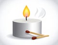 Candle and match on fire vector icon Royalty Free Stock Photo