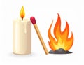 Candle and match on fire vector icon Royalty Free Stock Photo