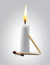 Candle and match on fire vector icon Royalty Free Stock Photo