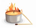 Candle and match on fire vector icon Royalty Free Stock Photo