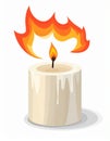Candle and match on fire vector icon Royalty Free Stock Photo