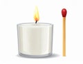 Candle and match on fire vector icon Royalty Free Stock Photo