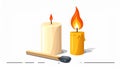 Candle and match on fire vector icon Royalty Free Stock Photo