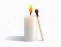 Candle and match on fire vector icon Royalty Free Stock Photo