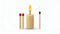 Candle and match on fire vector icon Royalty Free Stock Photo