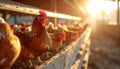 Egg Laying Chickens In Chicken Pen On Farm Royalty Free Stock Photo