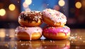 Four fresh donuts on each other Royalty Free Stock Photo