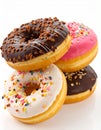 Four fresh donuts on each other Royalty Free Stock Photo